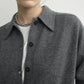 Cashmere Cardigan Raglan-Sleeve in Dark Grey Melange