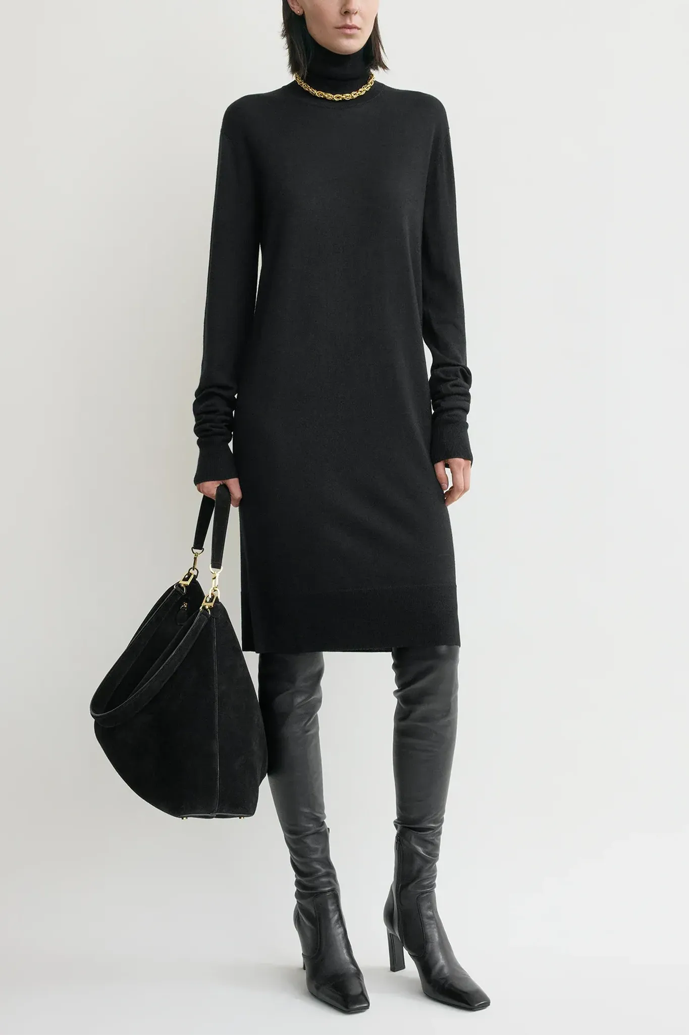 Strickkleid Turtleneck in Black