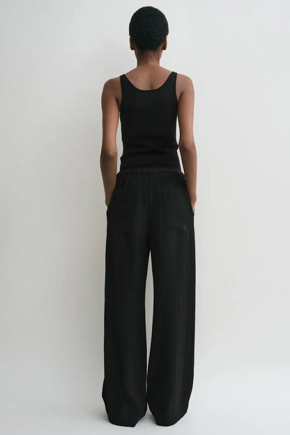 Hose Woven Stripe Drawstring in Black