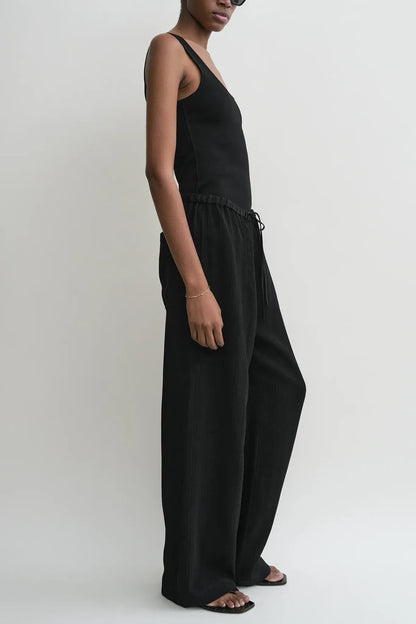 Hose Woven Stripe Drawstring in Black