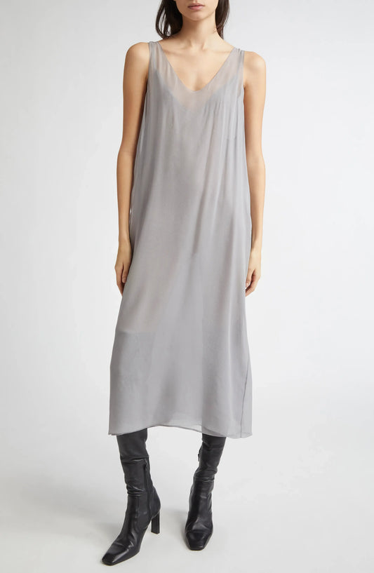 Kleid Chiffon Slip in Light Grey