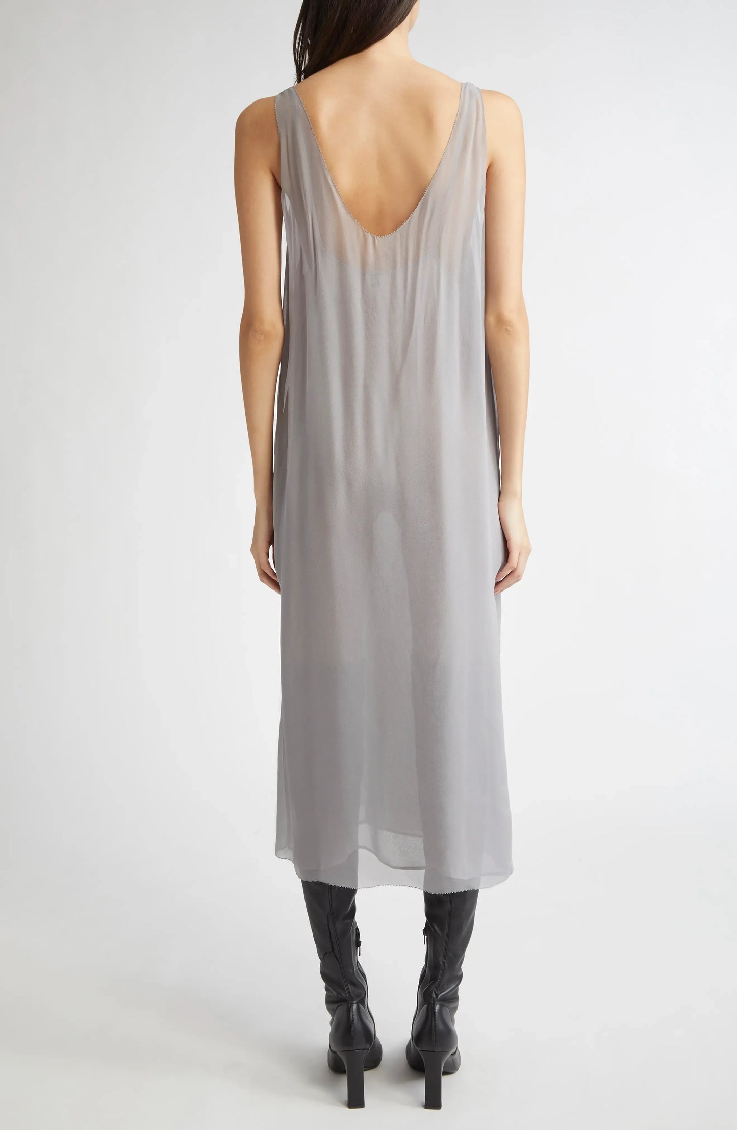 Kleid Chiffon Slip in Light Grey
