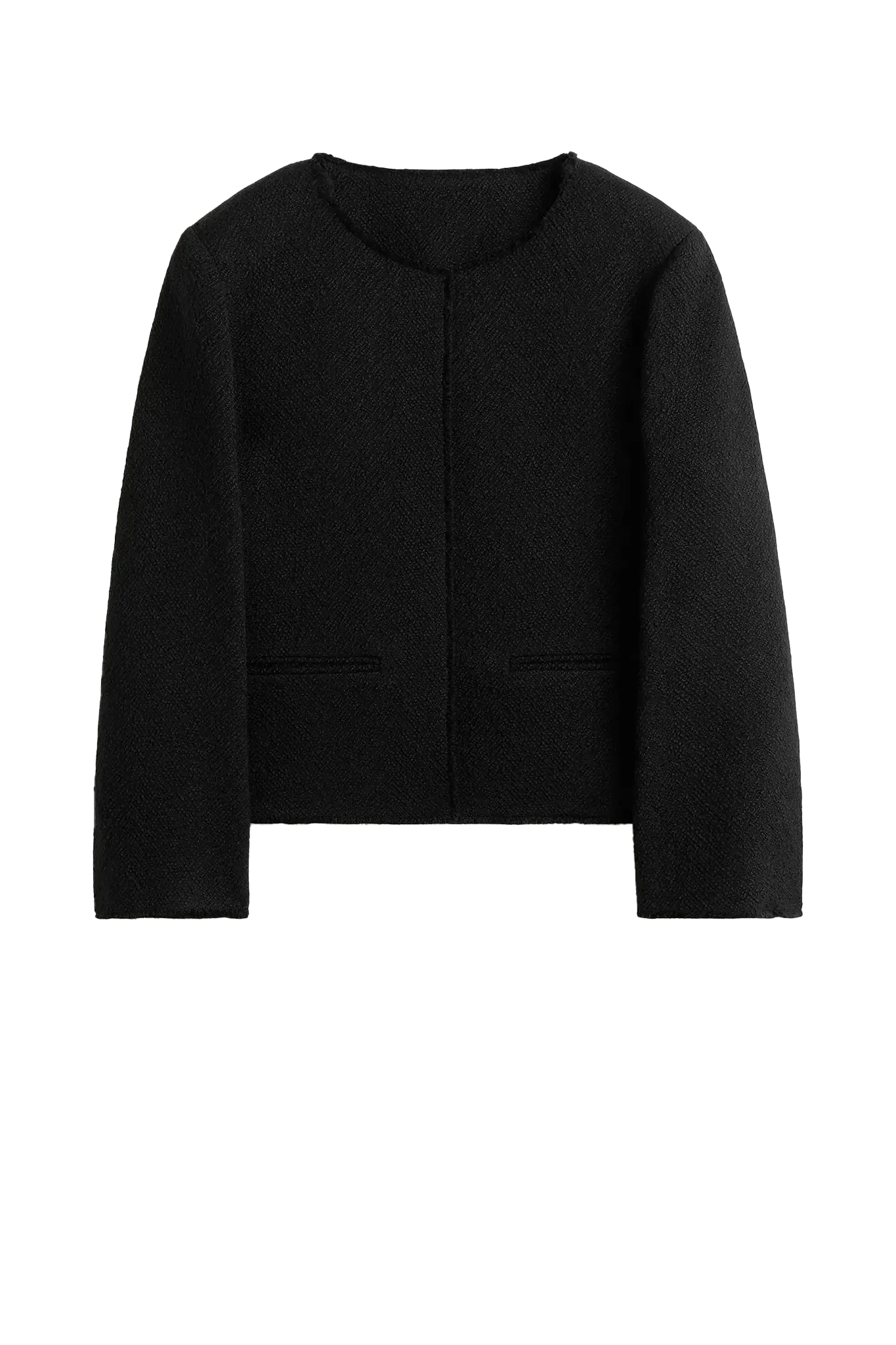 Blazer Open-Front Bouclé in Black
