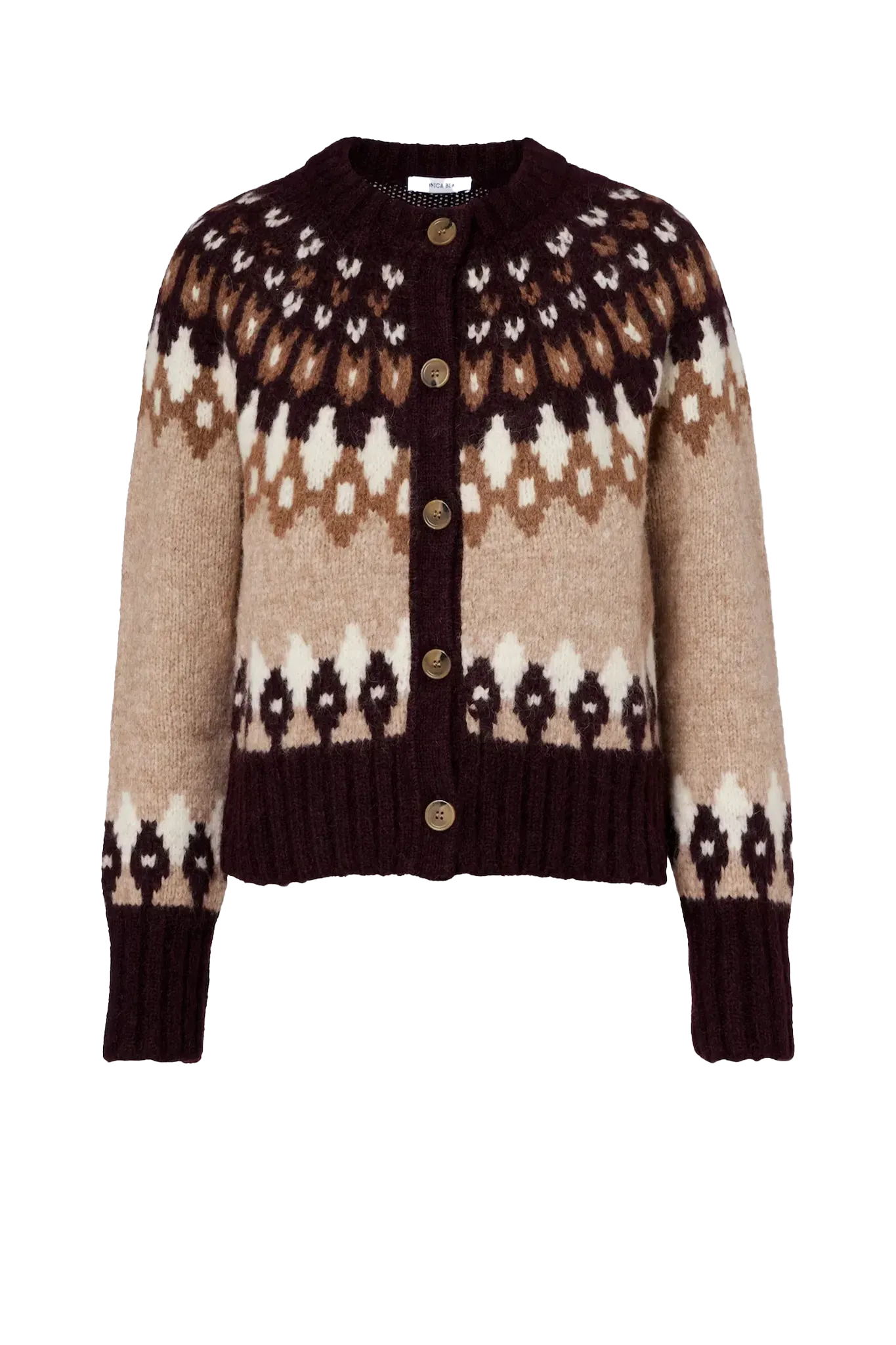 Cardigan Christina Fairisle in Raisin Multi
