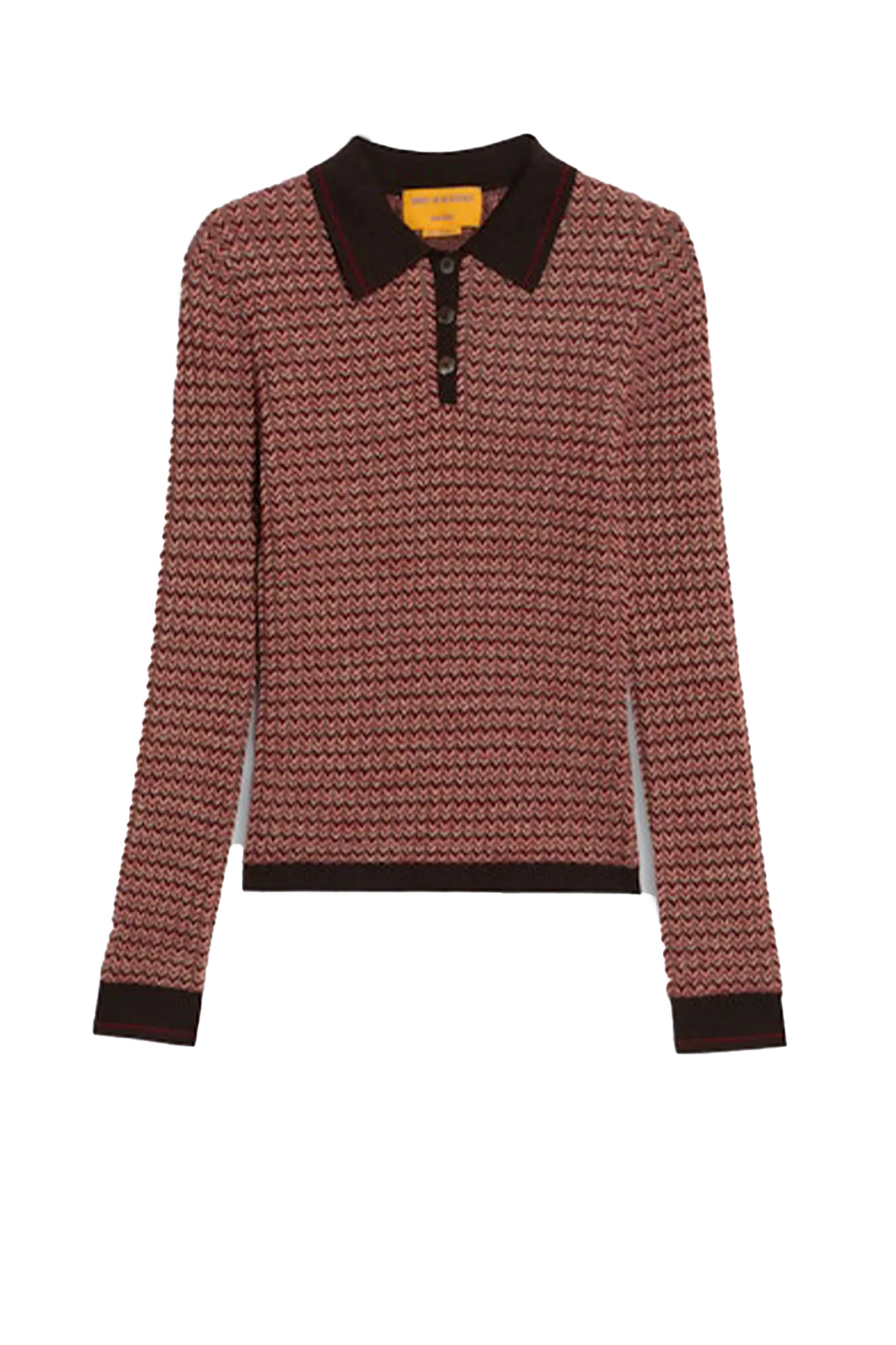 Cashmere Shirt  Chevron L/S Shrunken in Burnt Cocoa Combo