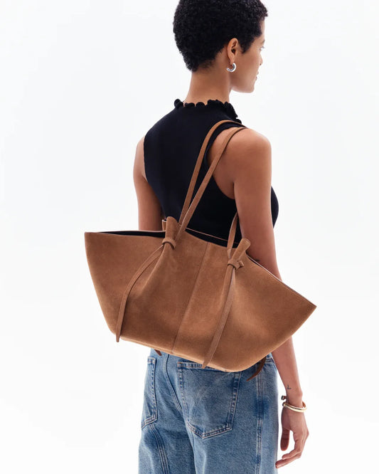 Tasche Large Mochi Suede in Cognac
