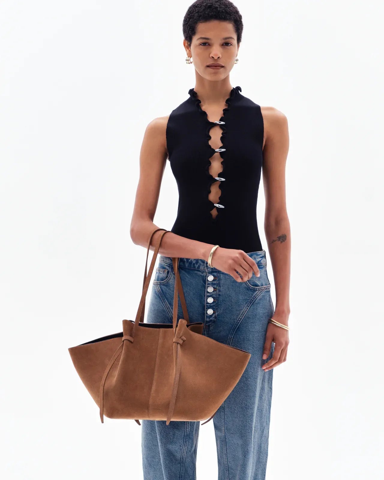 Tasche Large Mochi Suede in Cognac