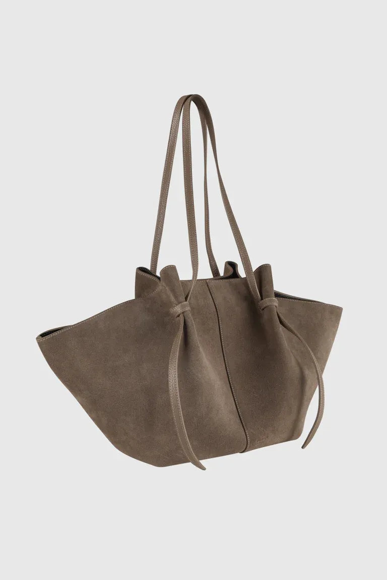 Tasche Large Mochi Suede in Taupe