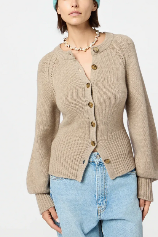 Casmere Cardigan Sculpted in Taupe