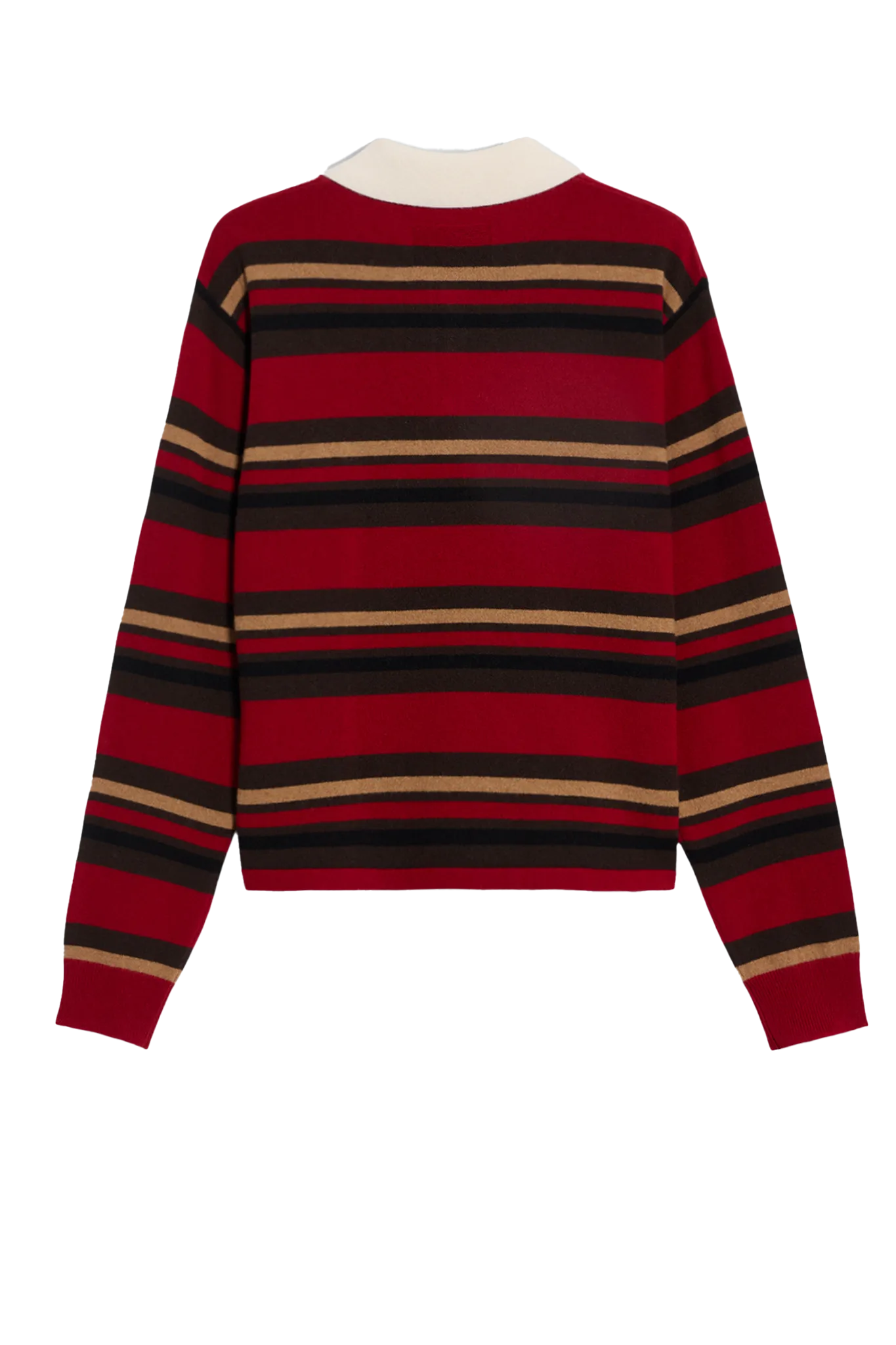 Cashmere Pullover Cropped Stripe Rugby in Ruby Combo