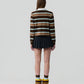 Pullover Cropped Stripe Rugby in Chestnut Combo