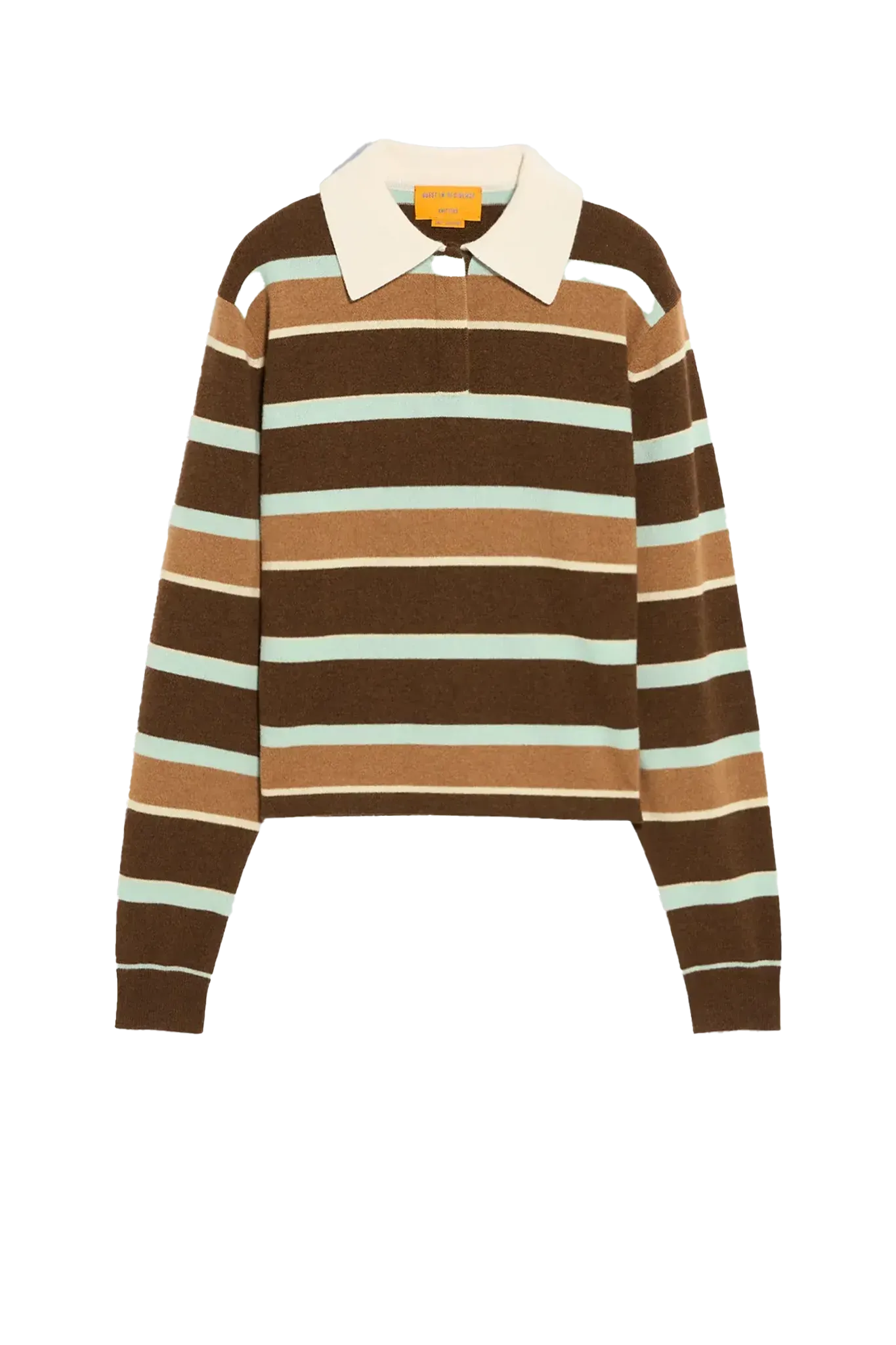 Pullover Cropped Stripe Rugby in Chestnut Combo