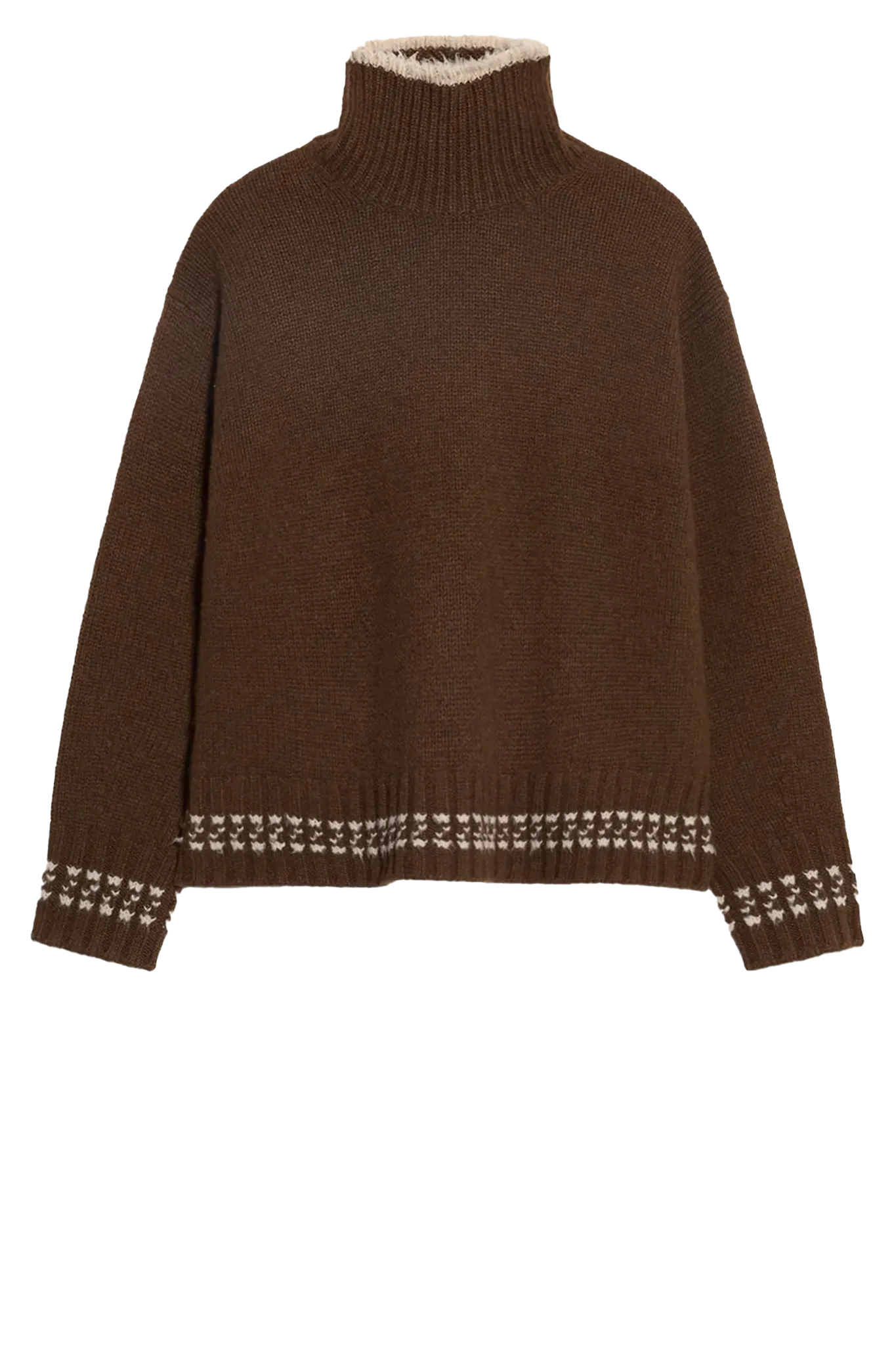 Pullover Tipped Cozy Turtleneck in Chestnut/ Sandstone