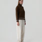 Pullover Tipped Cozy Turtleneck in Chestnut/ Sandstone
