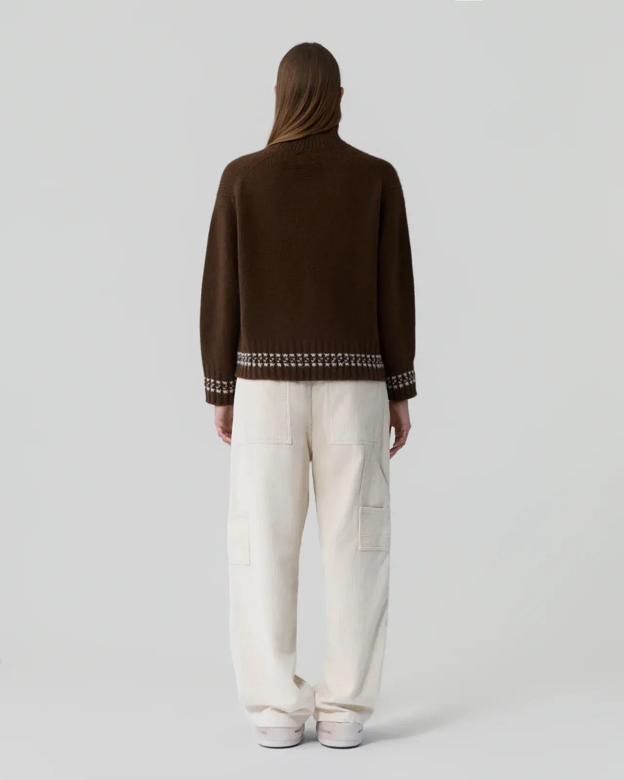 Pullover Tipped Cozy Turtleneck in Chestnut/ Sandstone