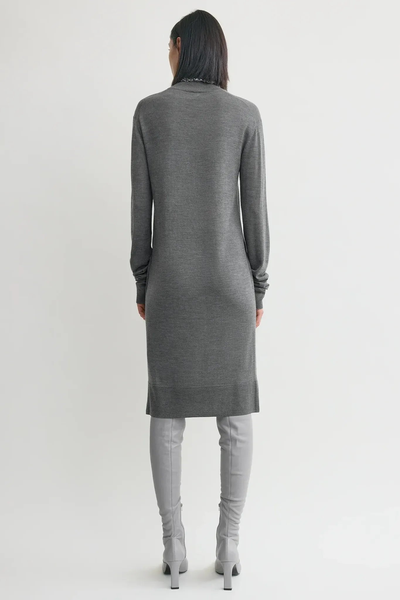 Strickkleid Turtleneck in MId Grey Melange