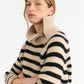 Cashmere Sweater Raelynn in Parchment/Black Stripe