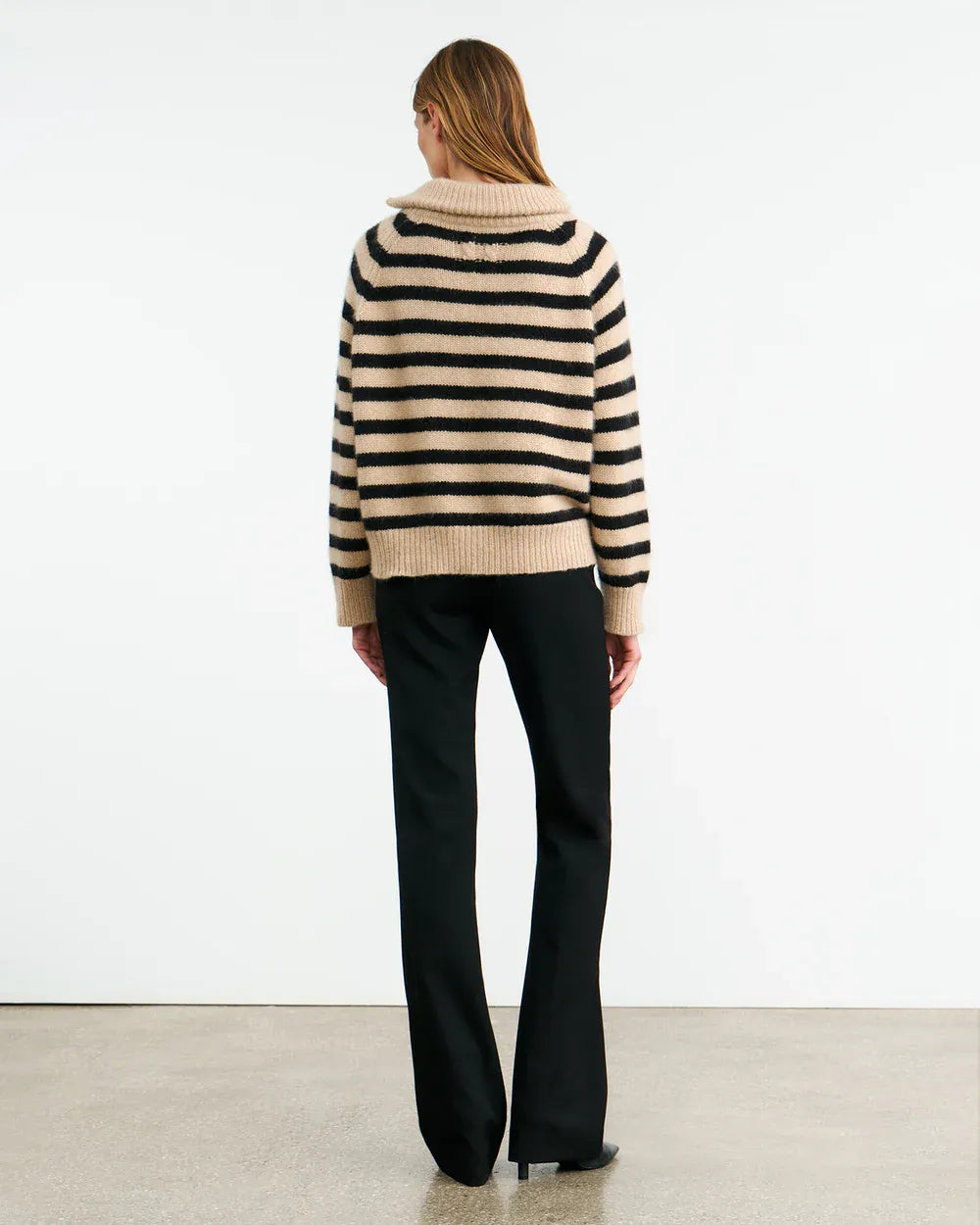 Cashmere Sweater Raelynn in Parchment/Black Stripe