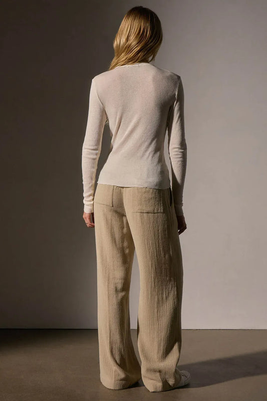 Longsleeve Long Skinny Deep V in Ivory