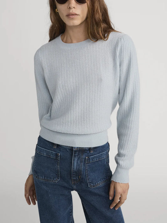 Pullover The Chain Pointelle LS in Sky Blue