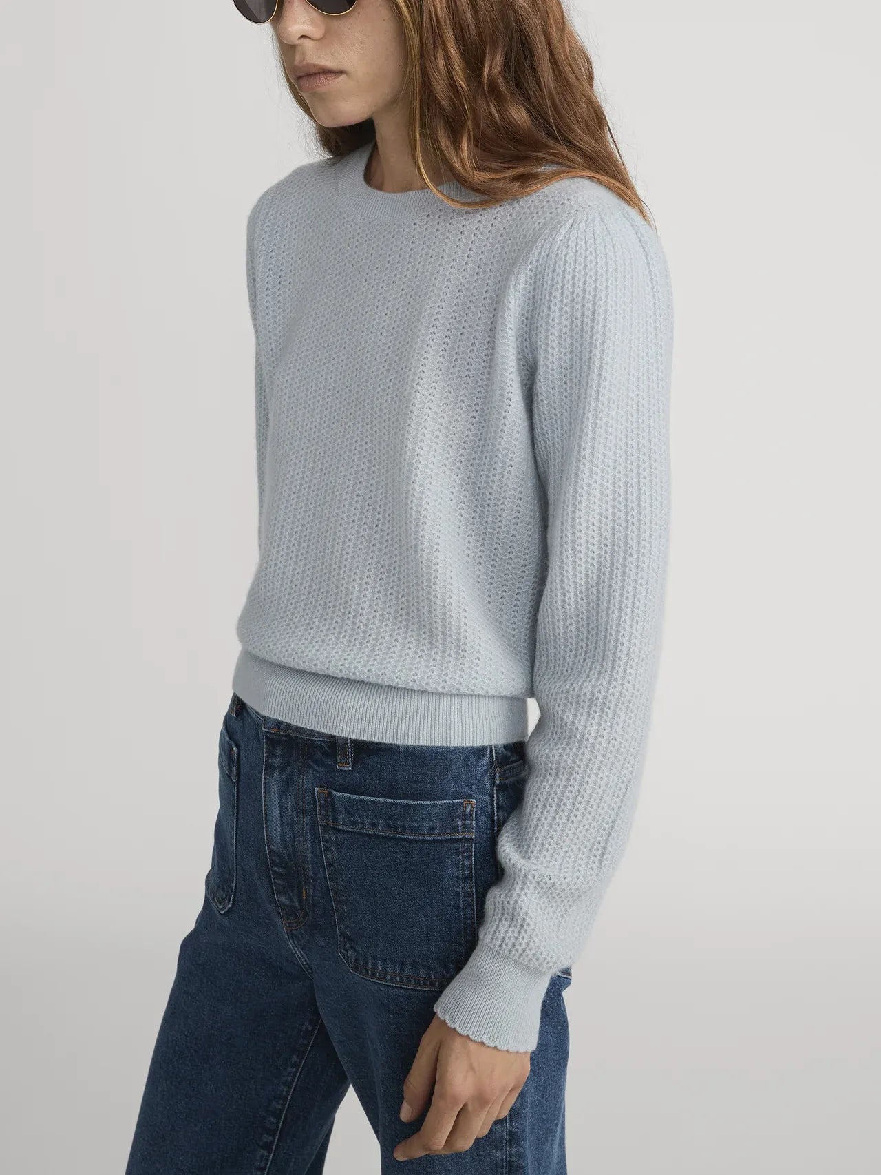 Pullover The Chain Pointelle LS in Sky Blue