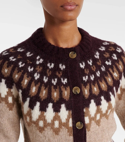 Cardigan Christina Fairisle in Raisin Multi