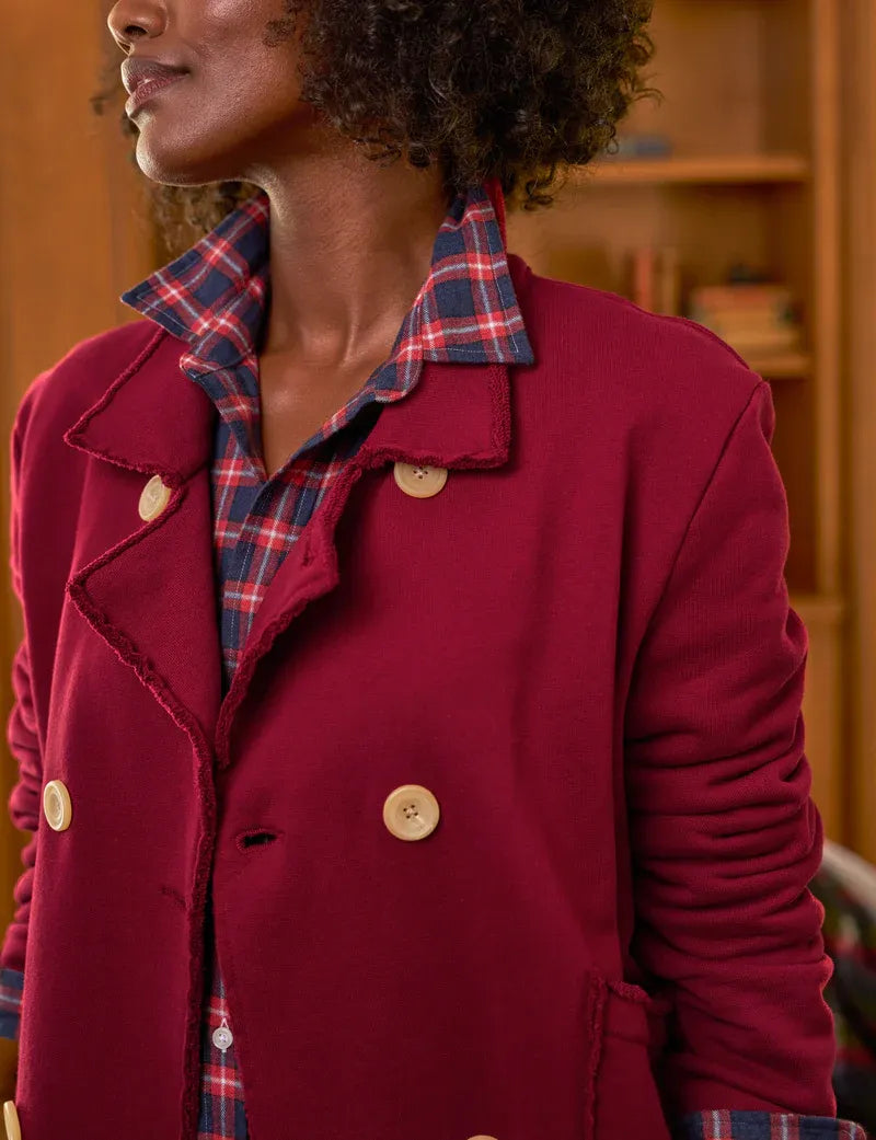 Sweat Jacke Peacoat in Garnet
