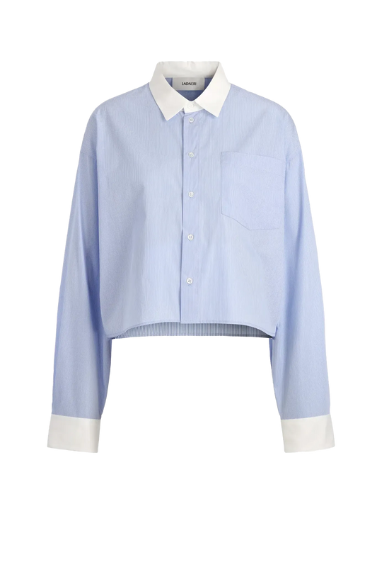 Bluse St.Germain cropped in Blue/White