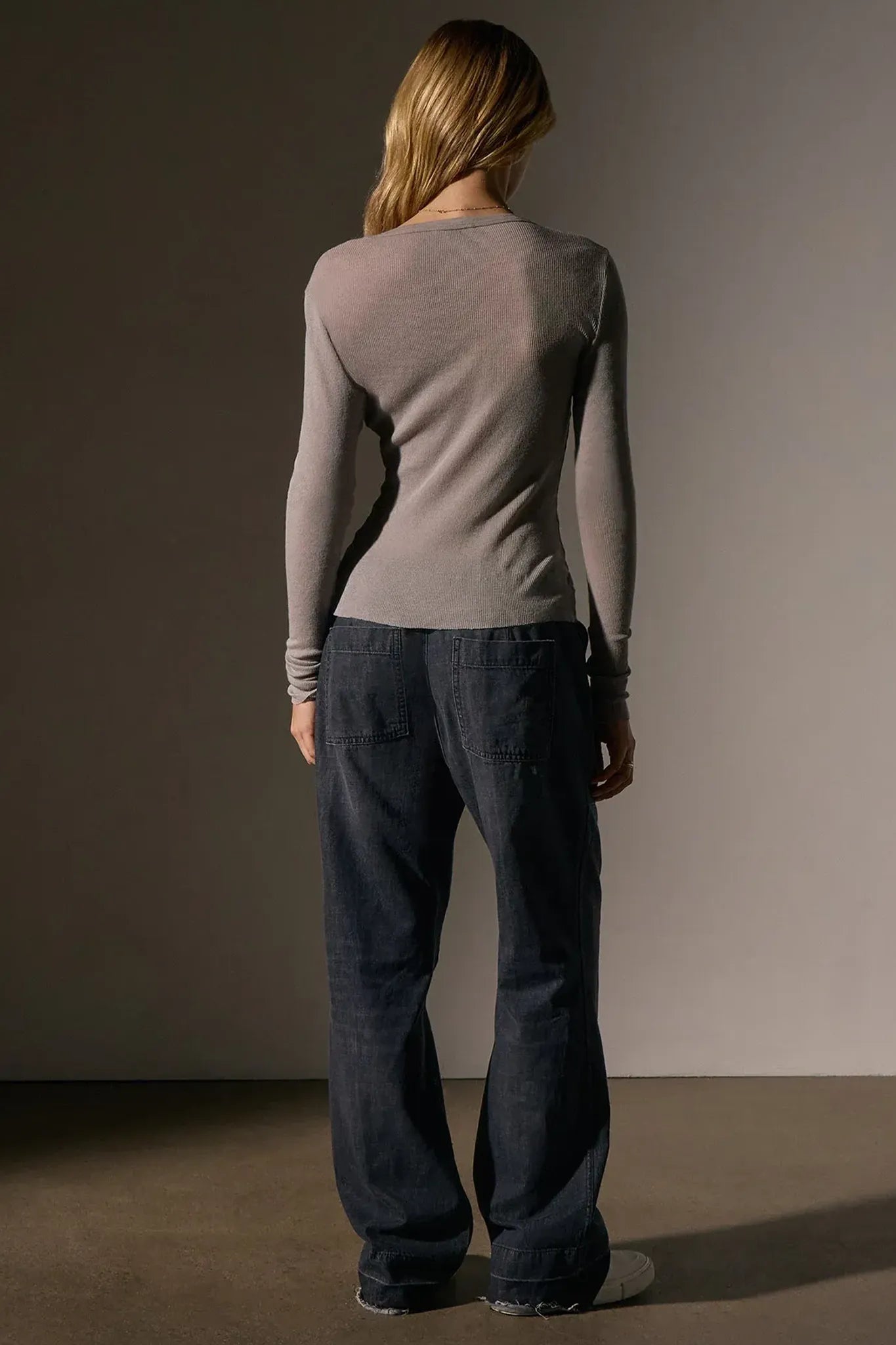 Longsleeve Long Skinny Deep V in Dapple