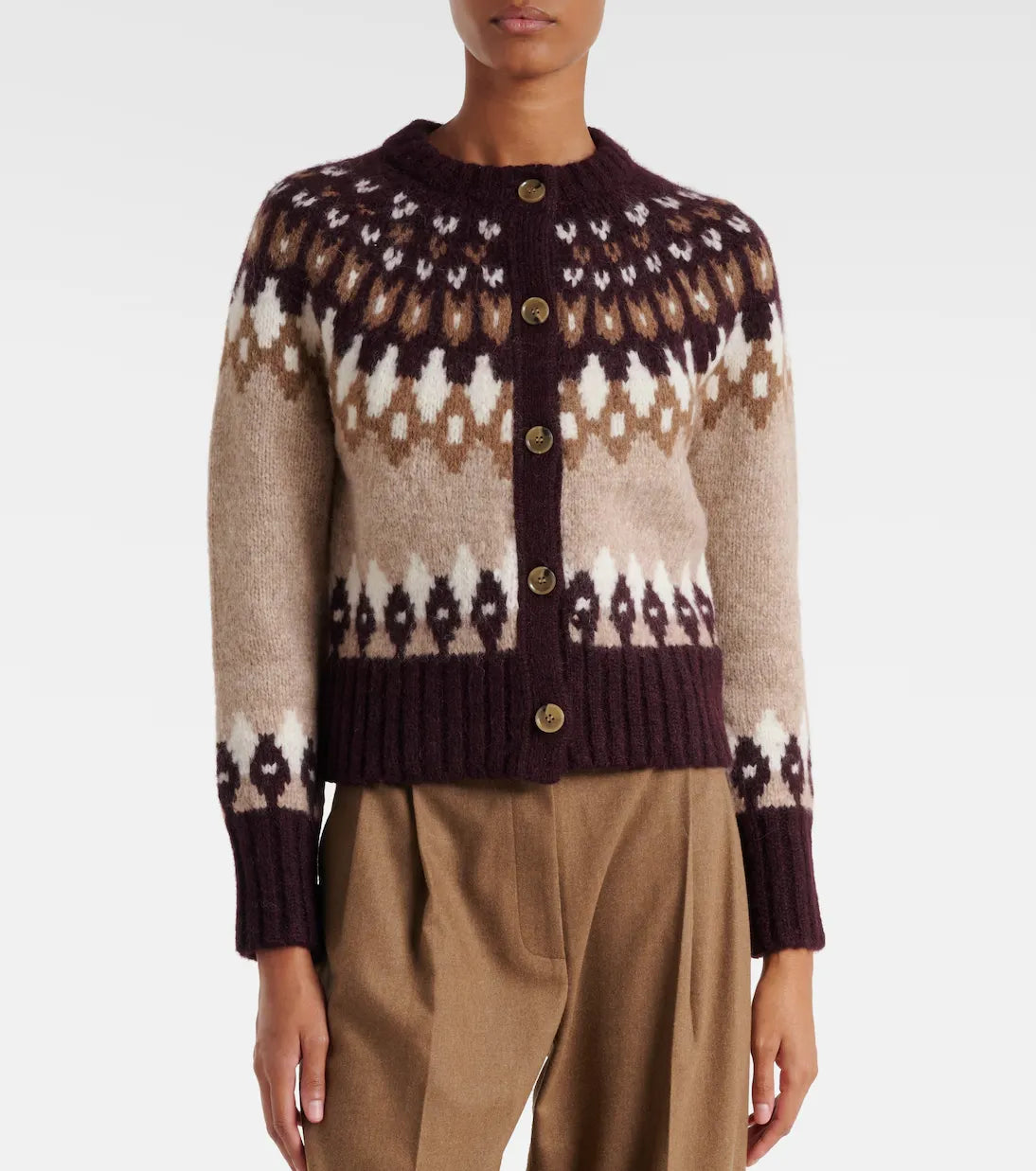 Cardigan Christina Fairisle in Raisin Multi