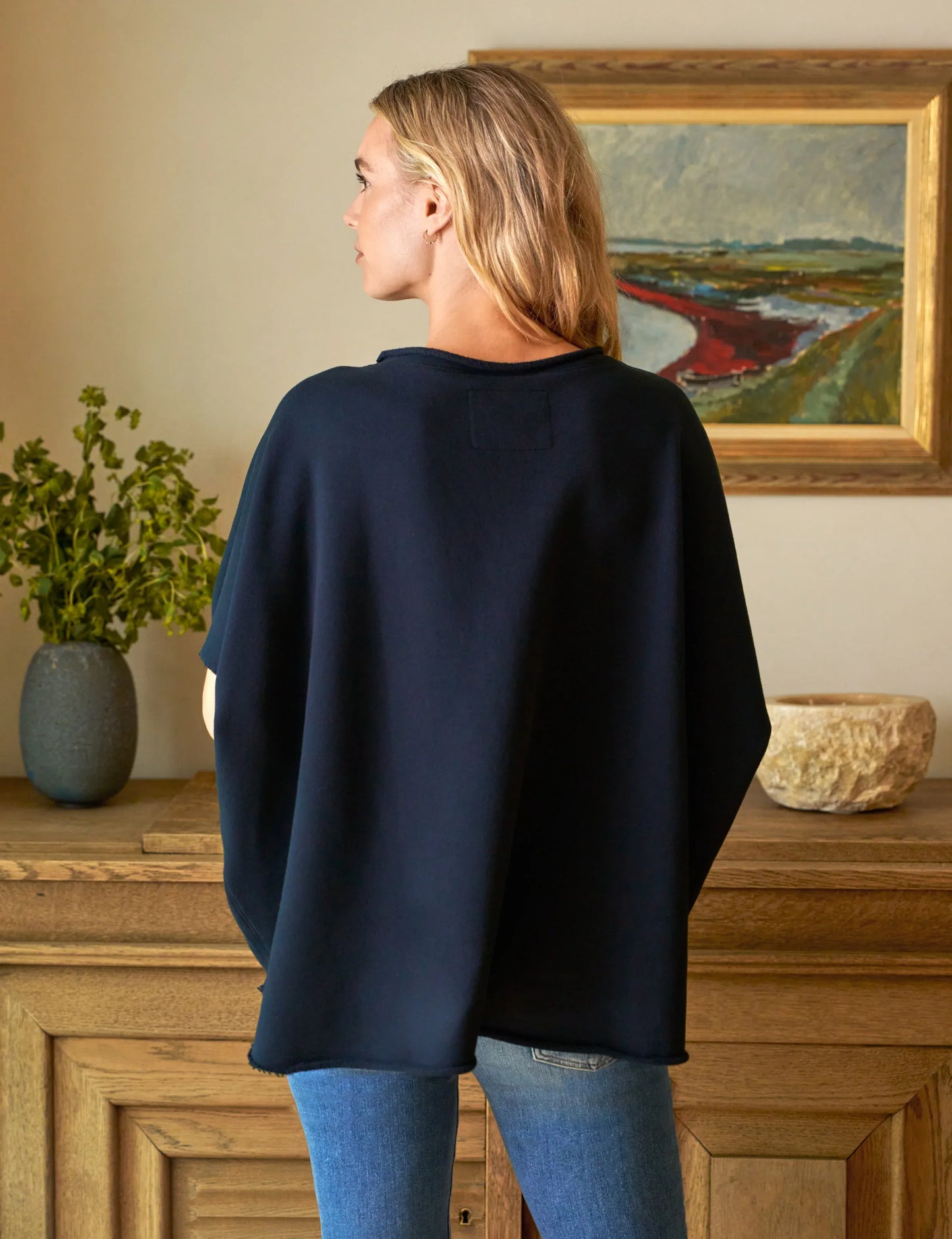 Sweater Capelet Olive in Navy