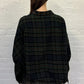 Shirt Cropped Work Overdyed in Teal Navy - Yellow Plaid Blue