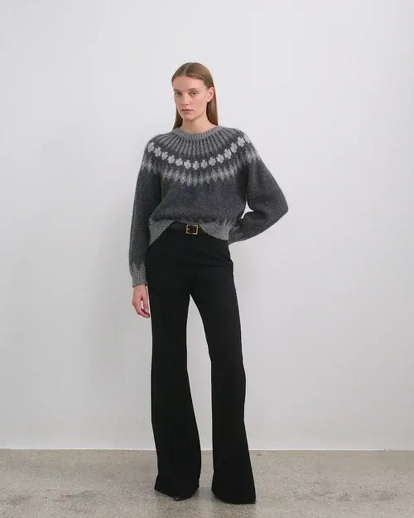 Pullover  Alena Fair Isle in Dark Grey Melange