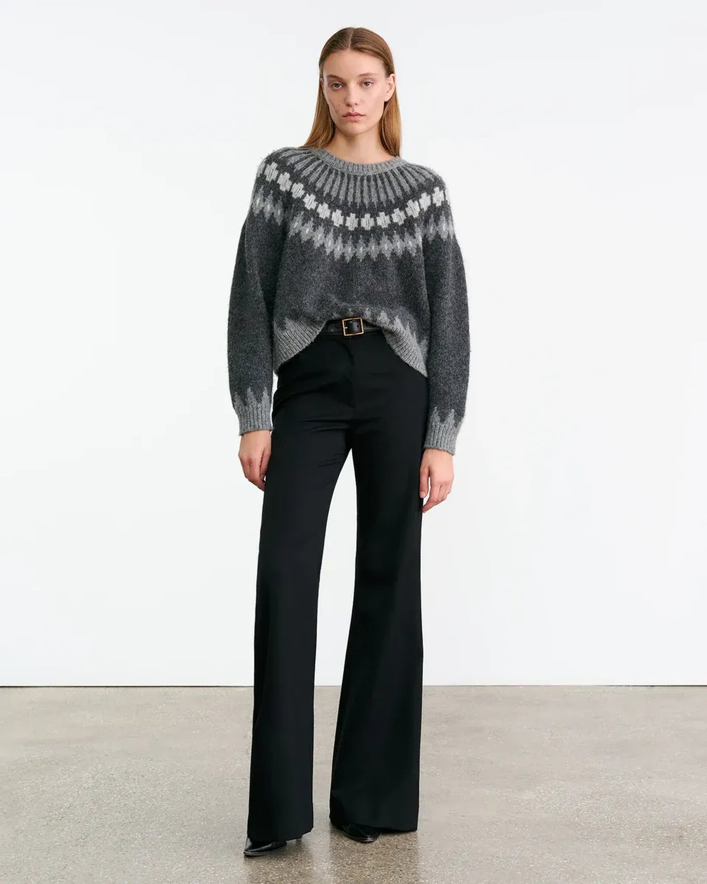 Pullover  Alena Fair Isle in Dark Grey Melange