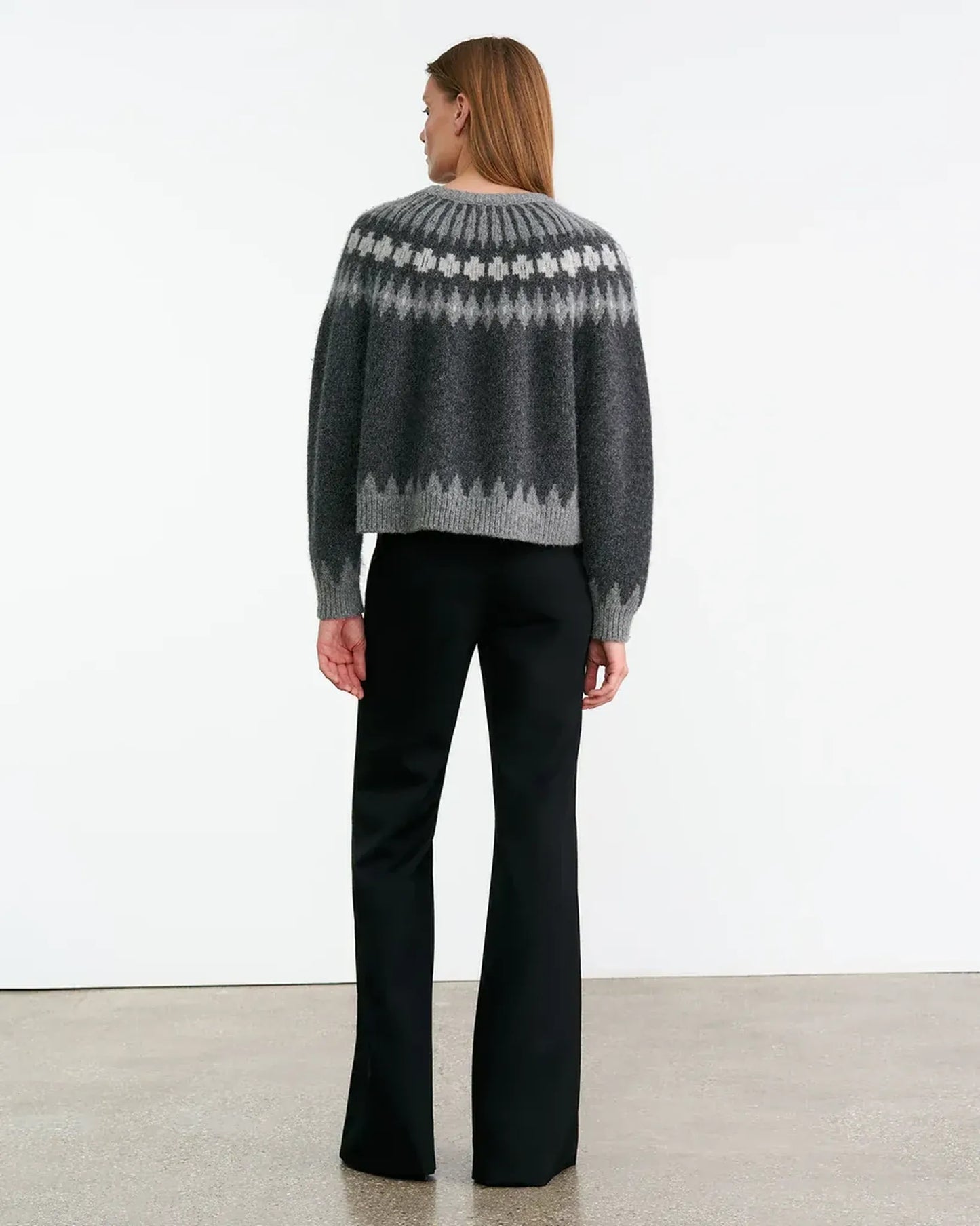 Pullover  Alena Fair Isle in Dark Grey Melange