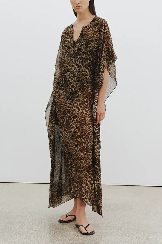 Erica Caftan in Vintage Leopard Print