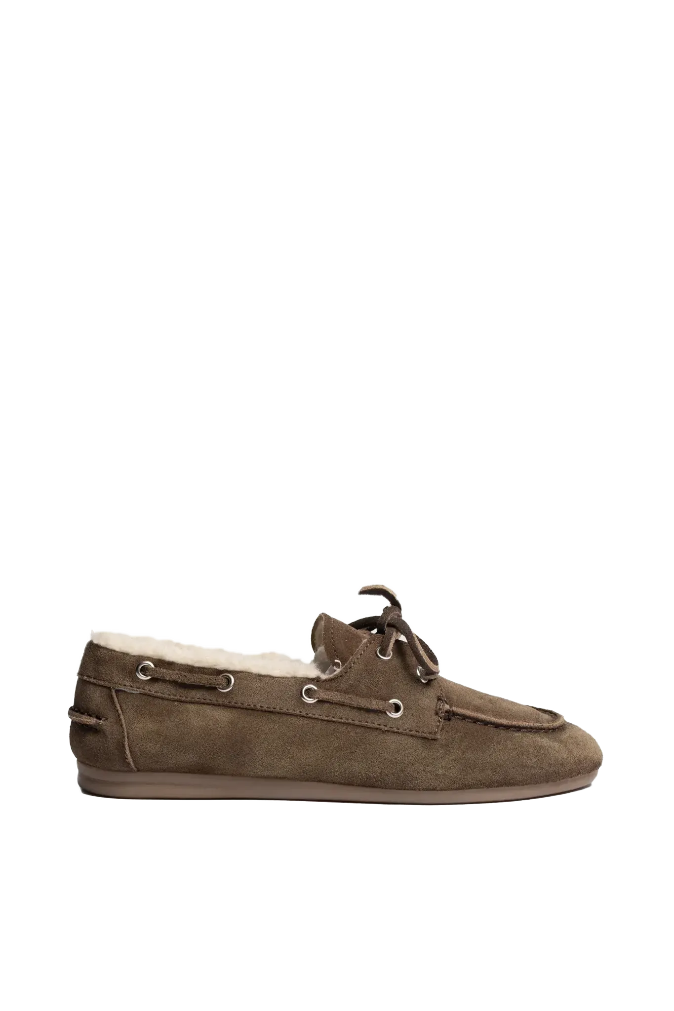 Boat Loafer Brushed Fur Suede in Dark Brown