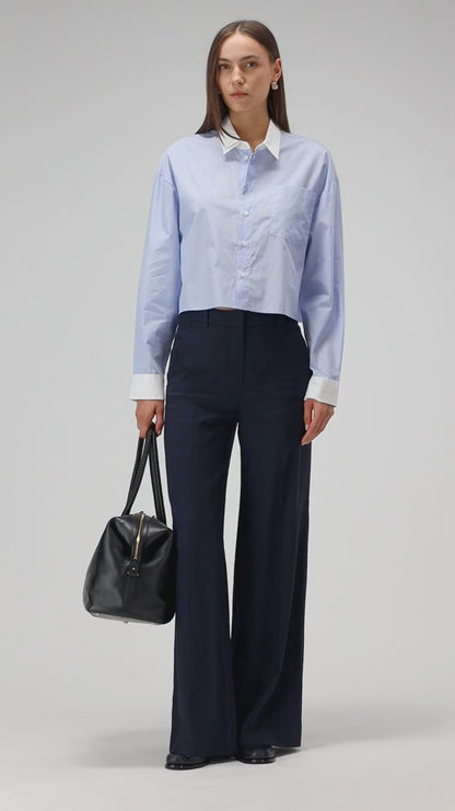 Bluse St.Germain cropped in Blue/White