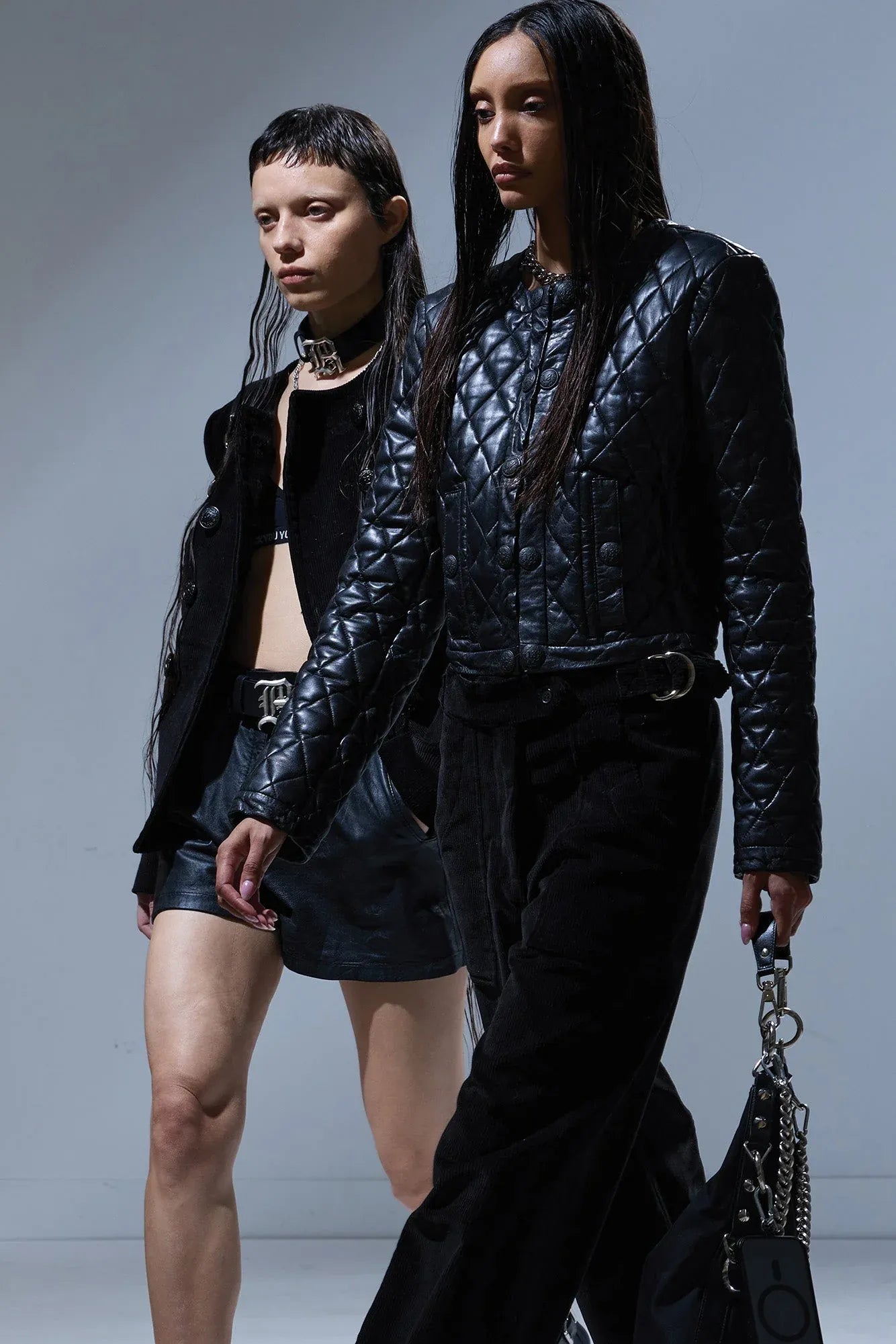 Lederjacke Hook Front in Black