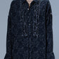 Shirt Shredded Seam Ruffle in Black Lace