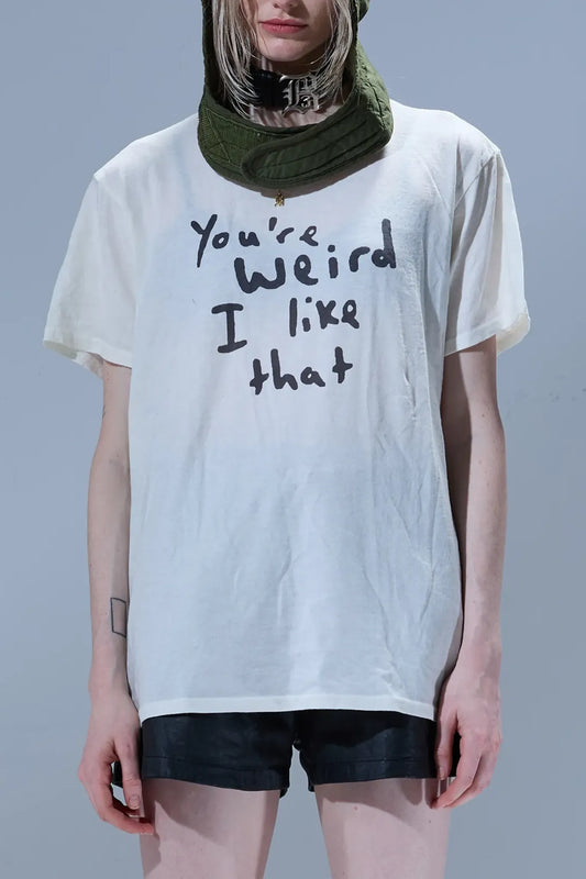 T-Shirt You're Weird Boy in Ecru White