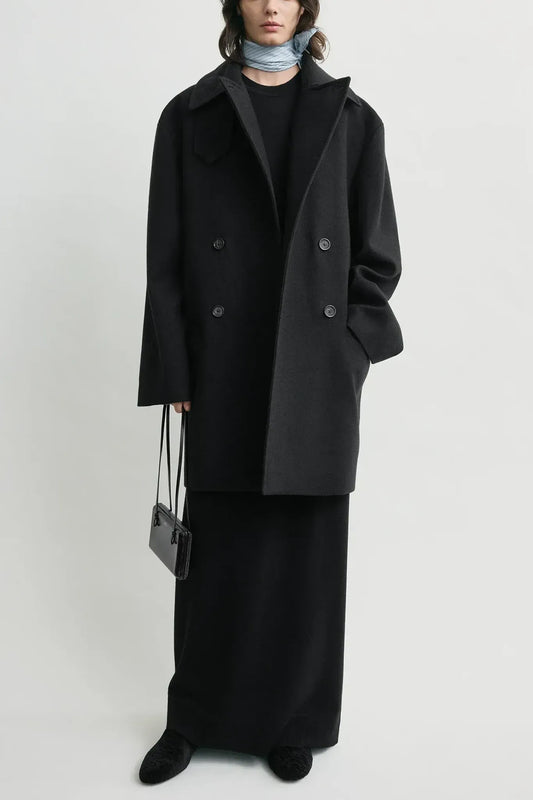 Mantel Broad Peacoat in Black