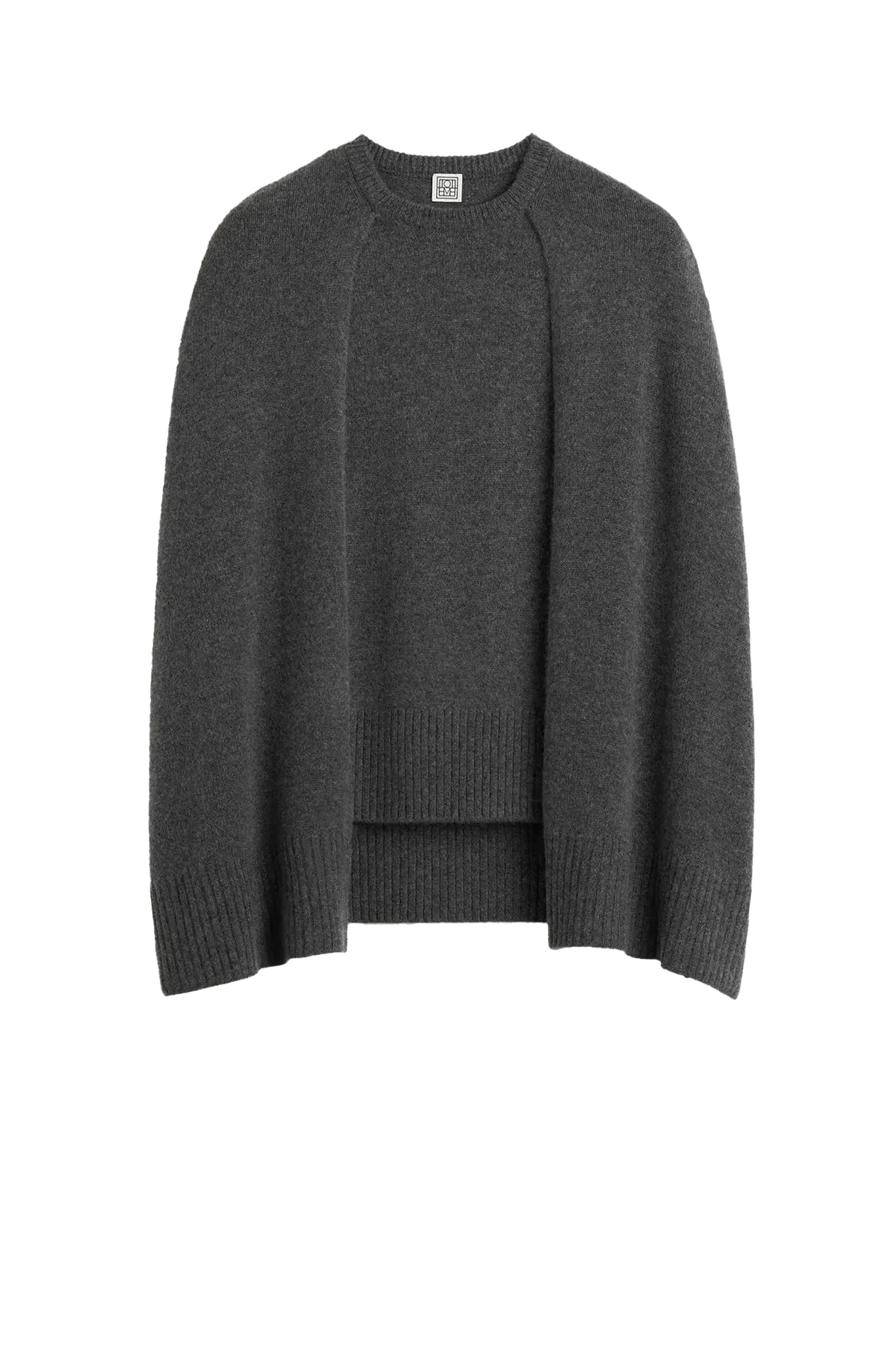 Pullover Crew Cape Knit in Dark Grey Melange