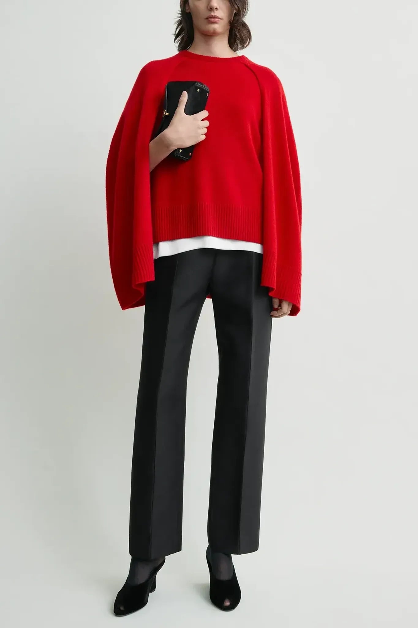 Pullover Crew Cape Knit in Poppy