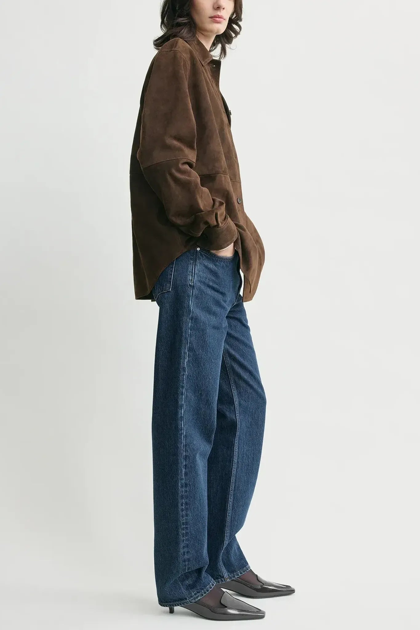 Leder Shirt-Jacke Soft Suede in Bark