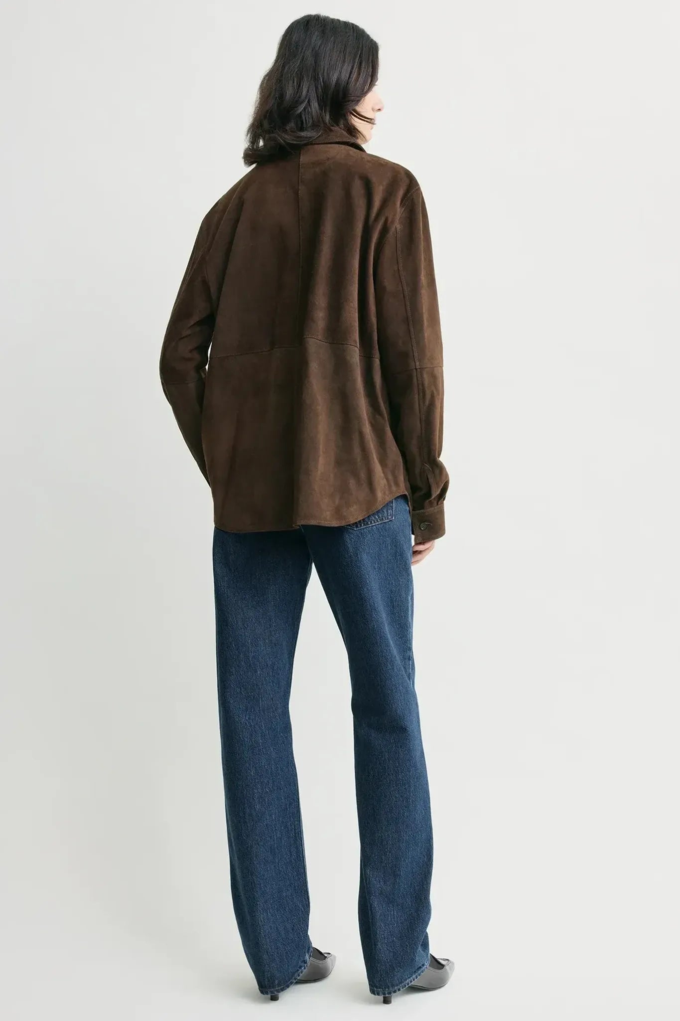 Leder Shirt-Jacke Soft Suede in Bark