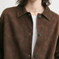Leder Shirt-Jacke Soft Suede in Bark