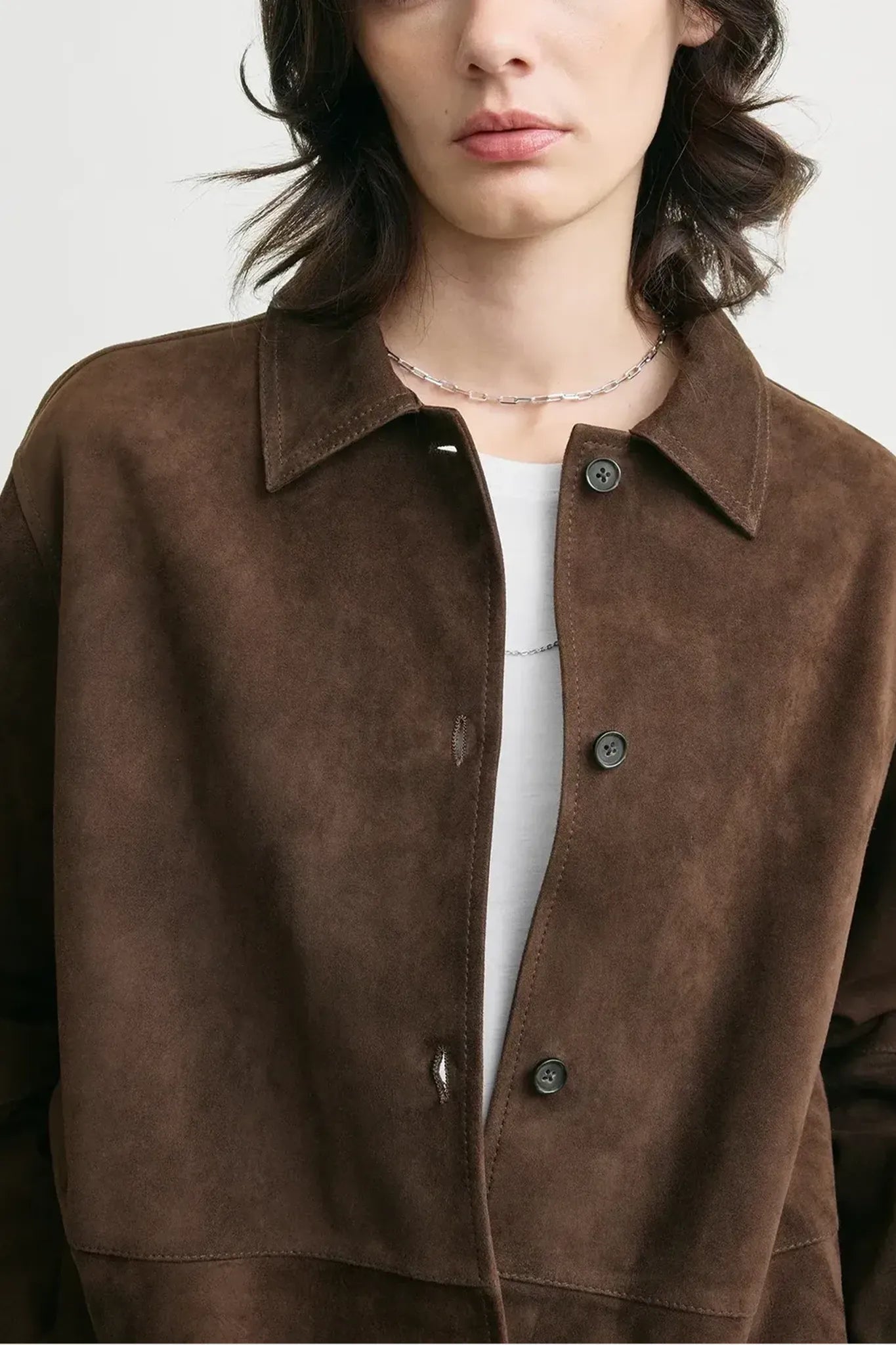 Leder Shirt-Jacke Soft Suede in Bark
