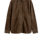 Leder Shirt-Jacke Soft Suede in Bark