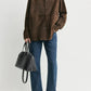 Leder Shirt-Jacke Soft Suede in Bark